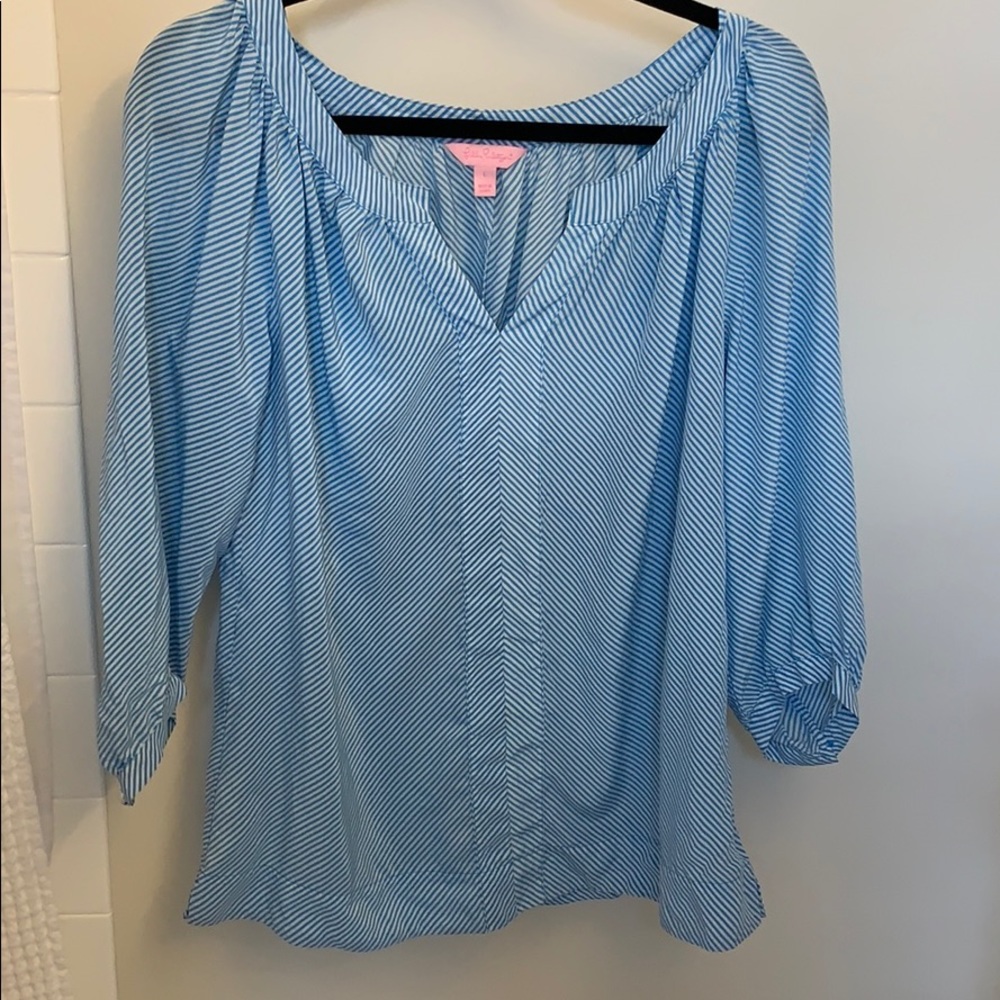 Lily Pulitzer Blue & White Stripe Top